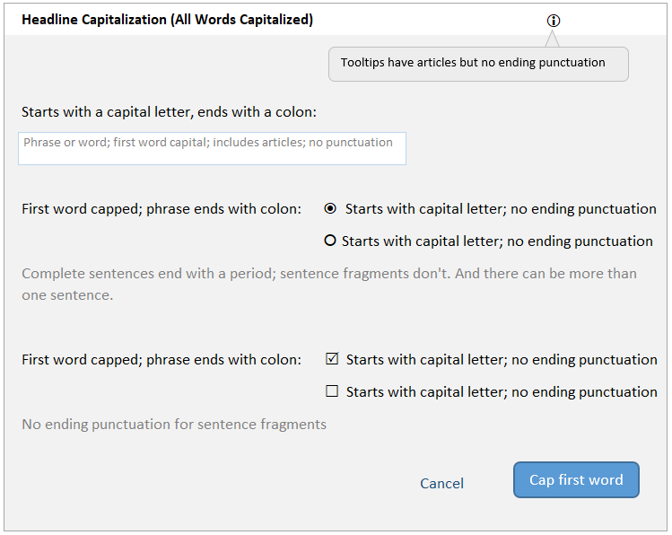 cheatsheet for punctuation and capitalization